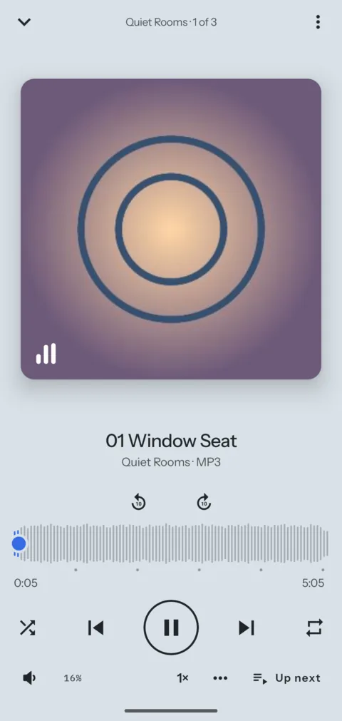 The audio player in the Android app.